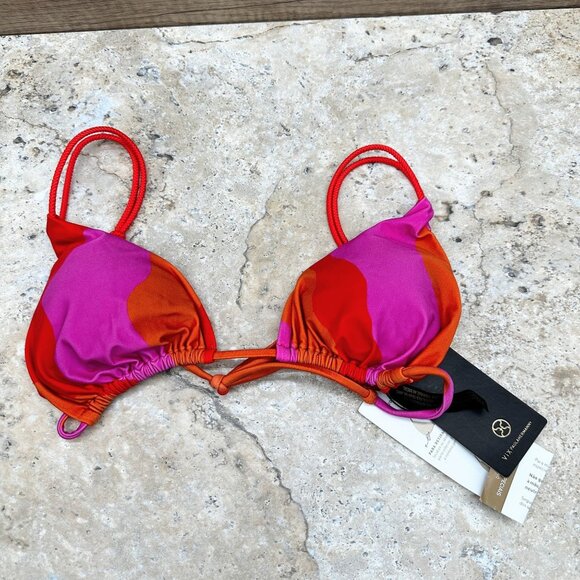 ViX Paula Hermanny Bikini Top L Triangle Swimwear Pink Orange Adjustable NWT - Picture 1 of 7